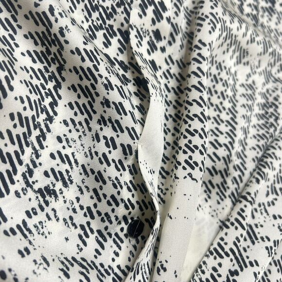 Worthington Women’s L Career button Up Pleated Collar Geometric multi Cream - Picture 5 of 12